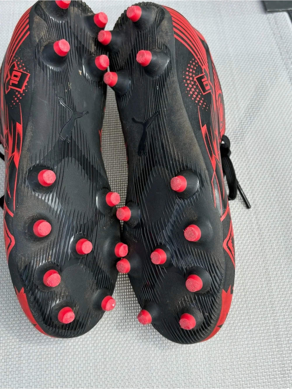 Kids Black and Red Soccer Cleats - Youth Athletic Shoes